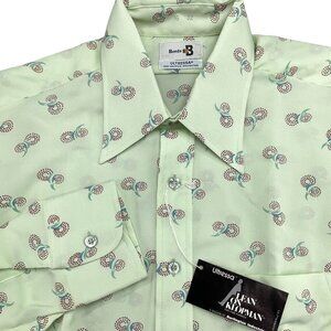 Bonds Shirt Men 16 32 Green Circle Dacron Disco Daggar 70s Union USA VTG‎ NWT